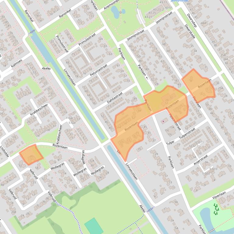 Kaart van postcodegebied 9521GK.