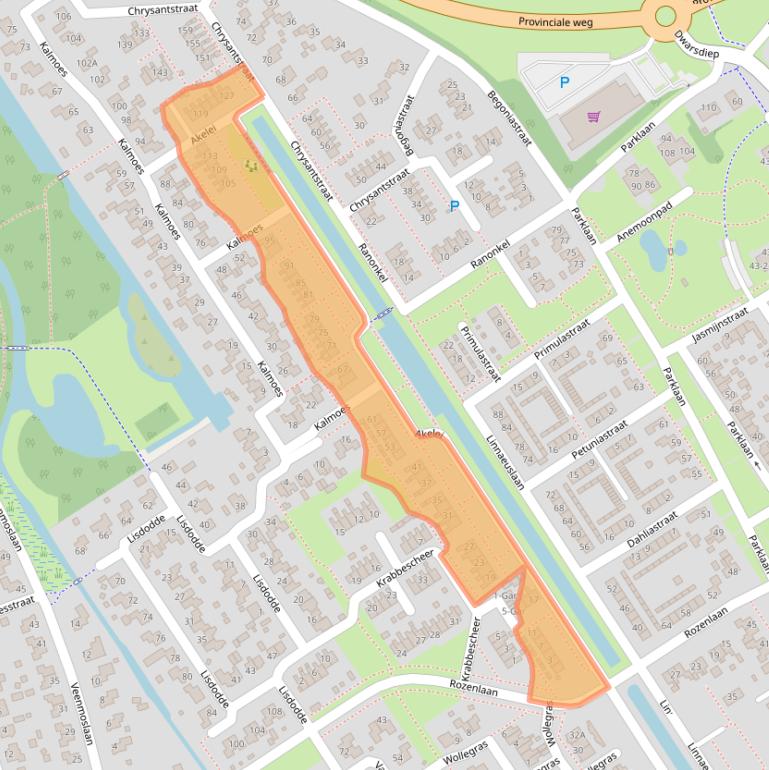Kaart van postcodegebied 9521ZA.
