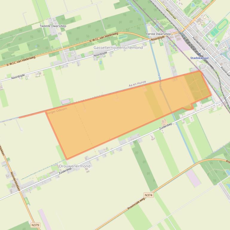 Kaart van postcodegebied 9523TM.