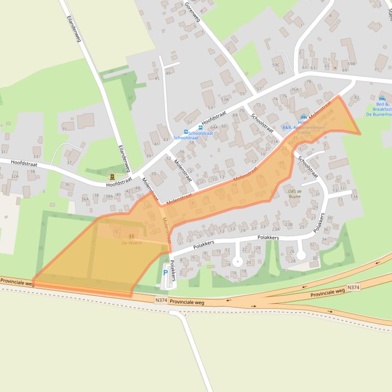 Kaart van postcodegebied 9528RB.