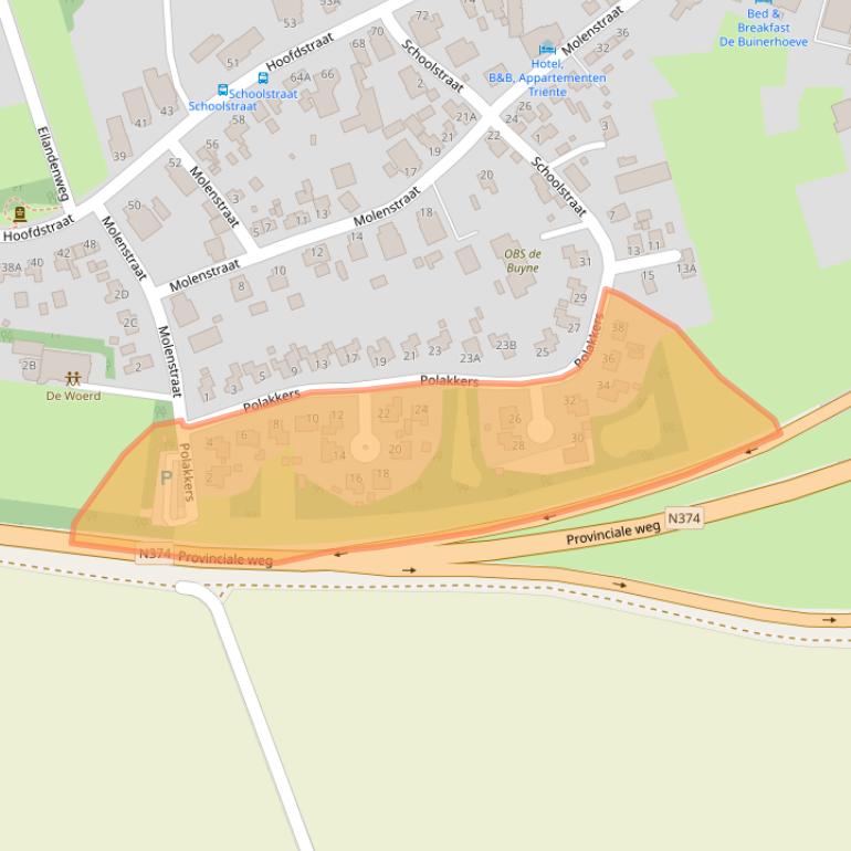 Kaart van postcodegebied 9528RE.