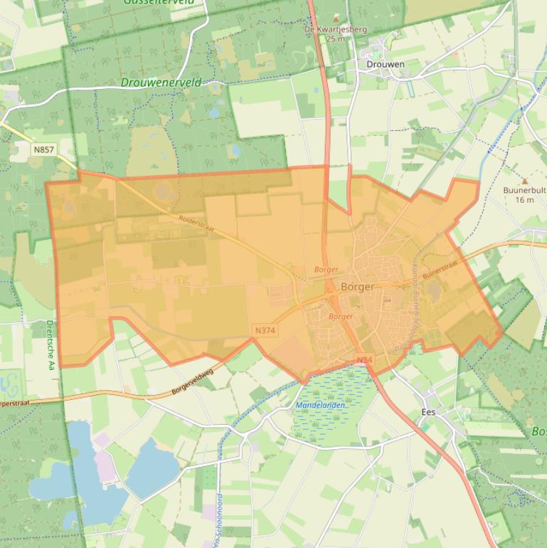 Kaart van postcodegebied 9531.