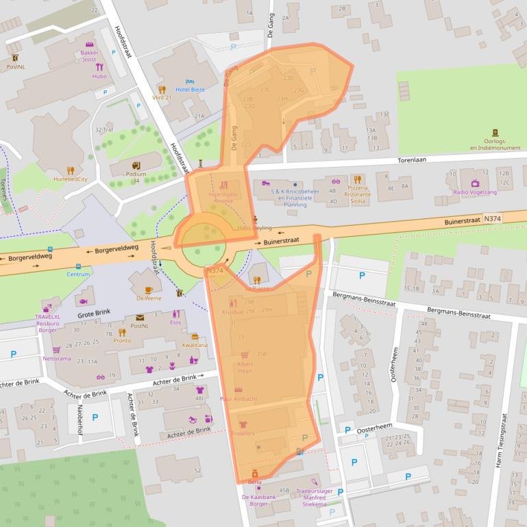 Kaart van postcodegebied 9531AB.