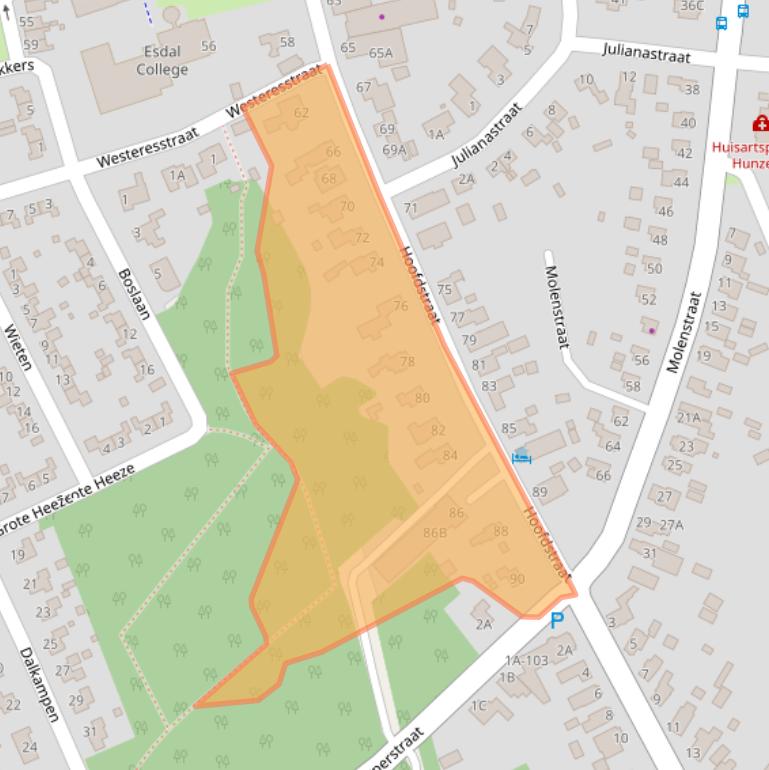 Kaart van postcodegebied 9531AJ.
