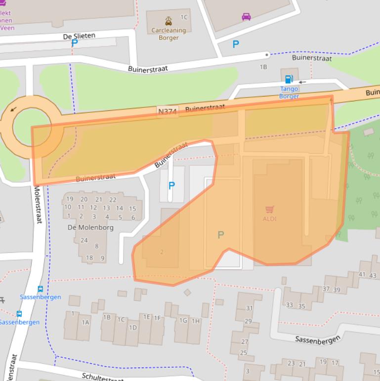 Kaart van postcodegebied 9531CG.