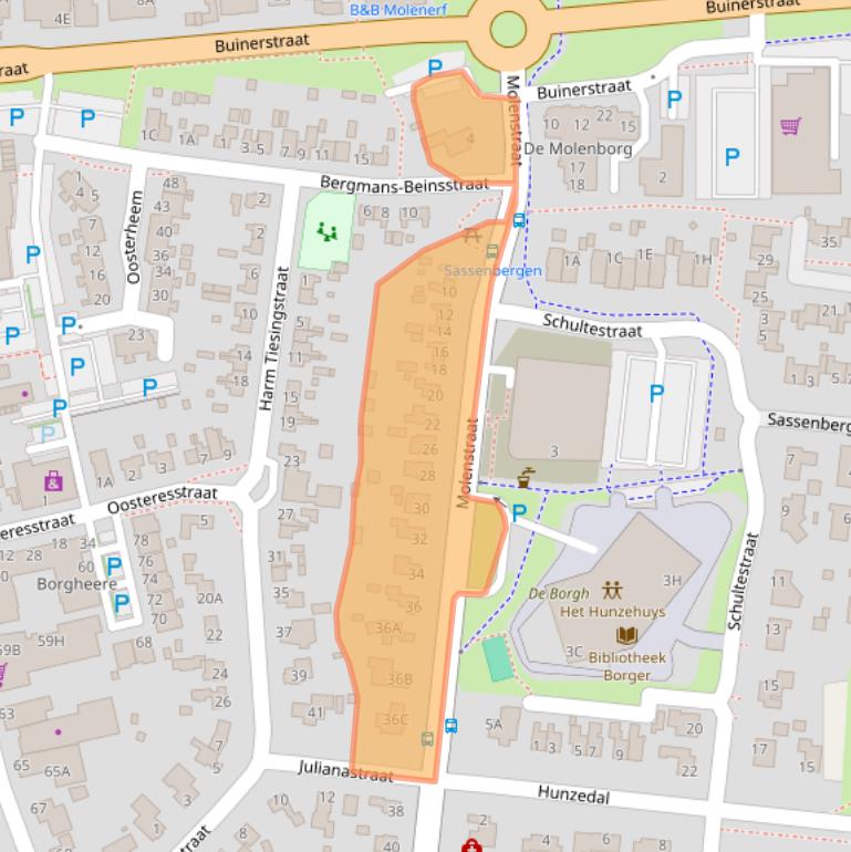 Kaart van postcodegebied 9531CJ.