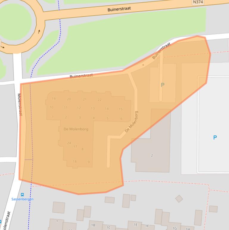 Kaart van postcodegebied 9531LC.