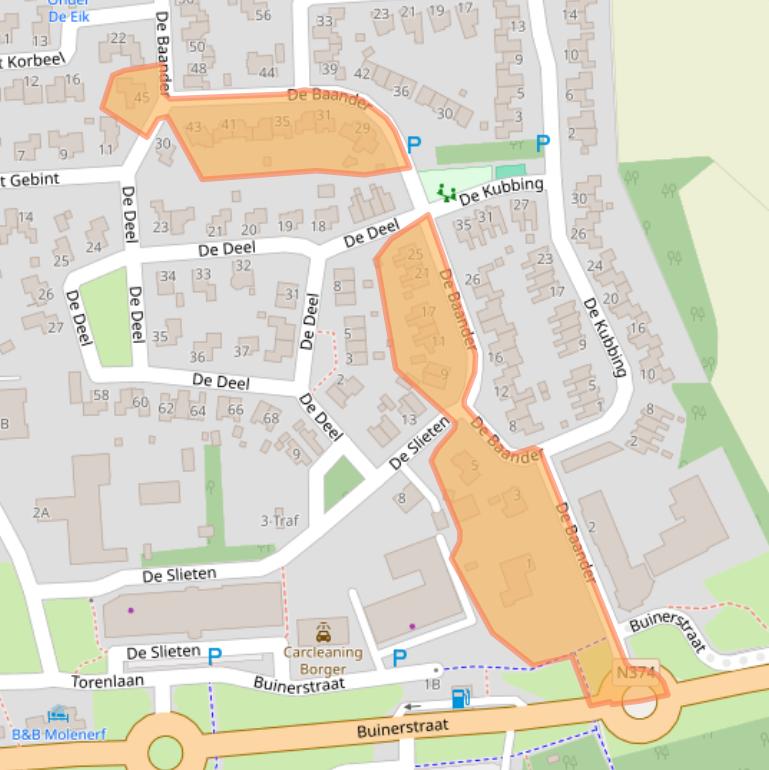 Kaart van postcodegebied 9531MD.