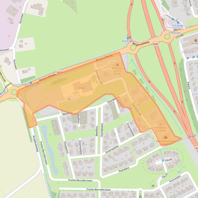 Kaart van postcodegebied 9531RA.
