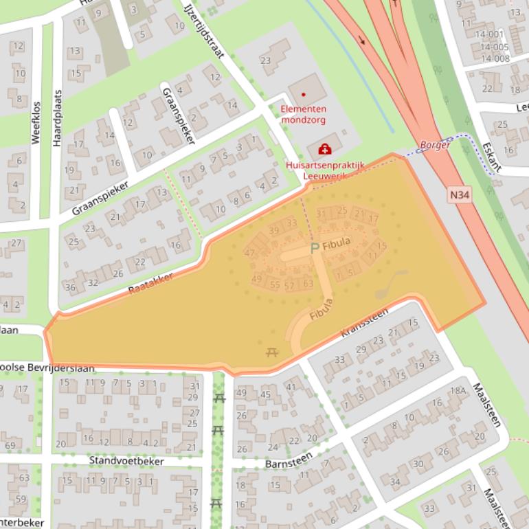 Kaart van postcodegebied 9531RB.