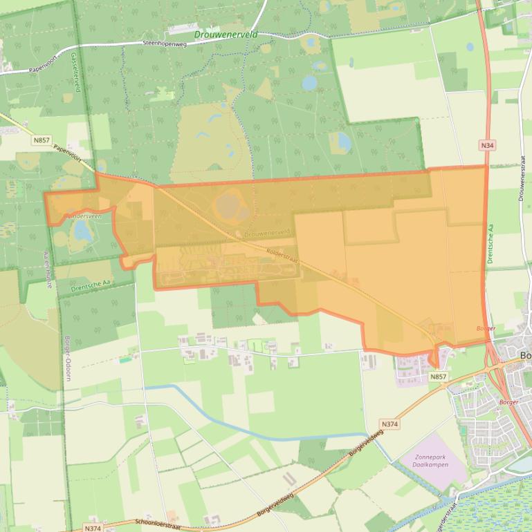 Kaart van postcodegebied 9531TC.