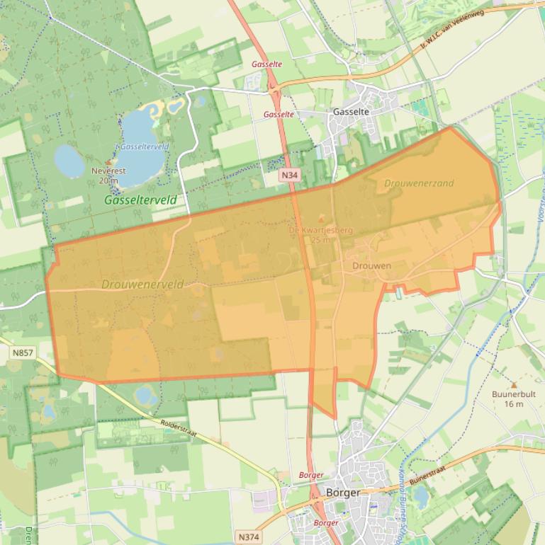Kaart van postcodegebied 9533.