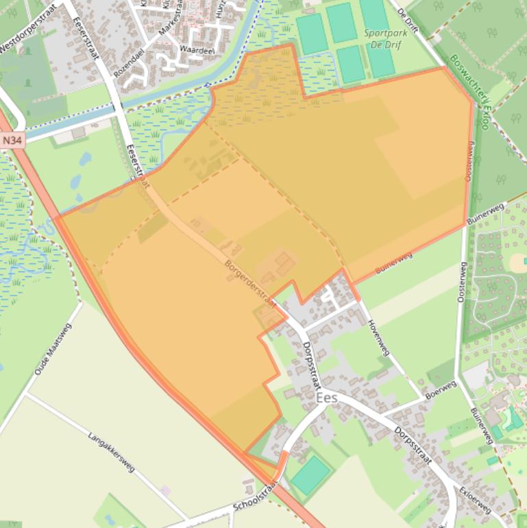 Kaart van postcodegebied 9536PA.