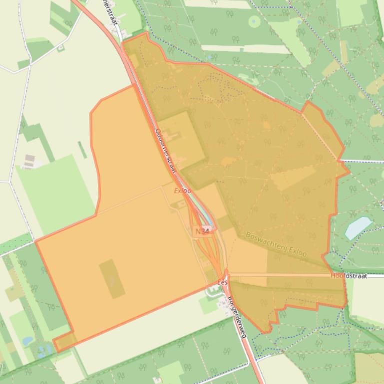 Kaart van postcodegebied 9536TA.