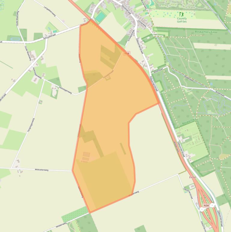 Kaart van postcodegebied 9536TB.