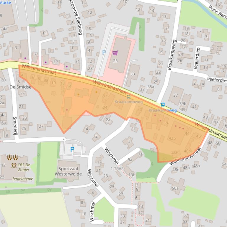 Kaart van postcodegebied 9541AP.