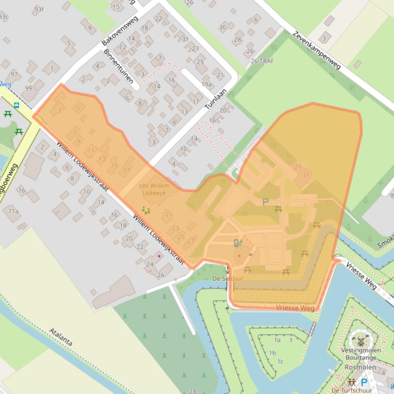 Kaart van postcodegebied 9545PA.