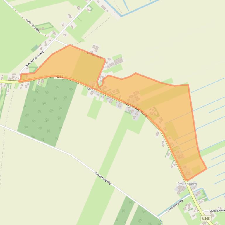 Kaart van postcodegebied 9545TA.