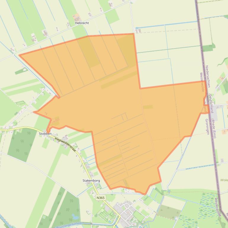 Kaart van postcodegebied 9545TE.