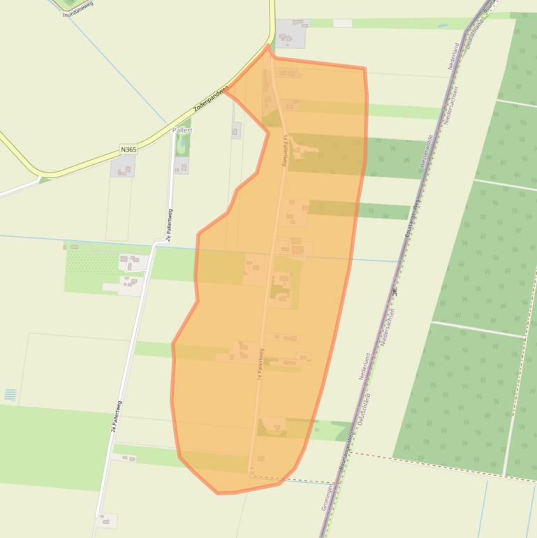 Kaart van postcodegebied 9545TV.