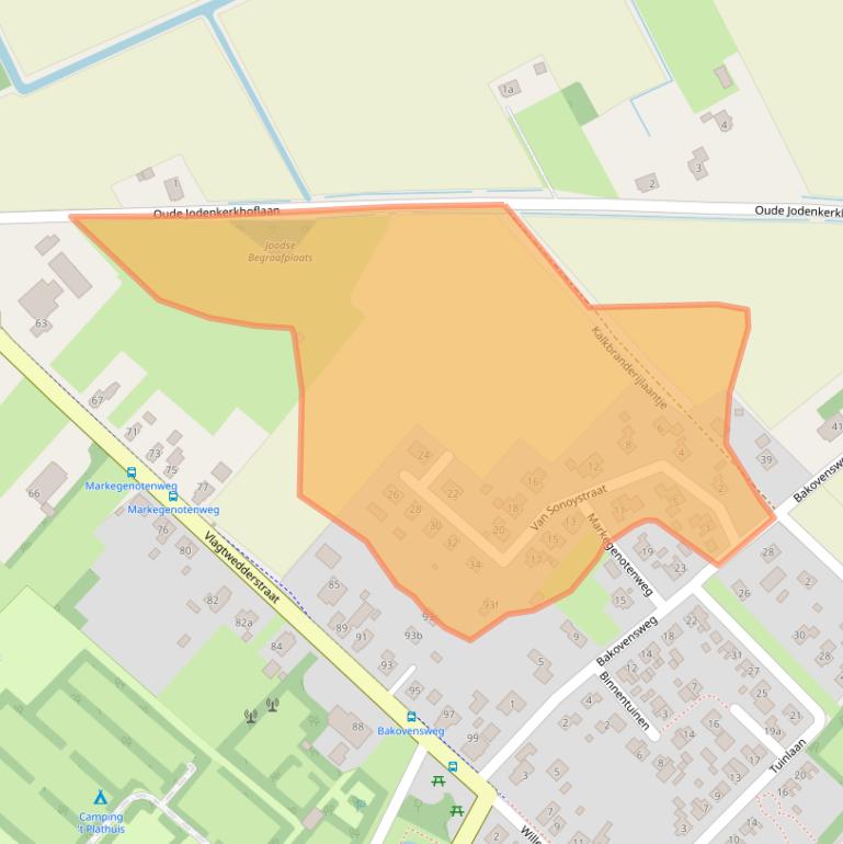 Kaart van postcodegebied 9545TZ.