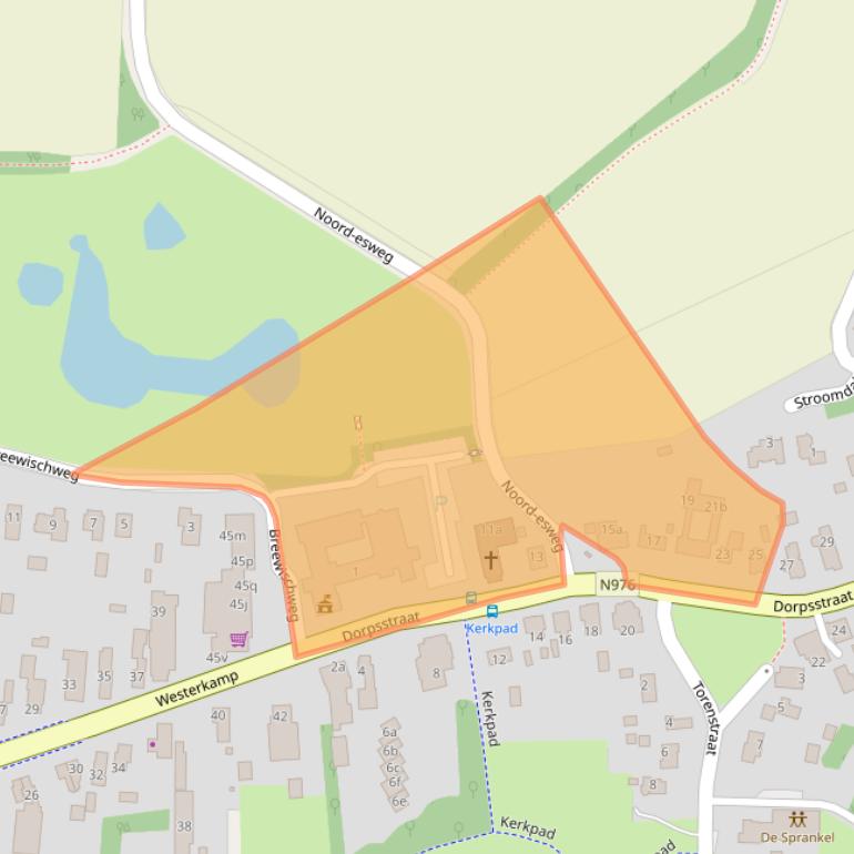 Kaart van postcodegebied 9551AB.