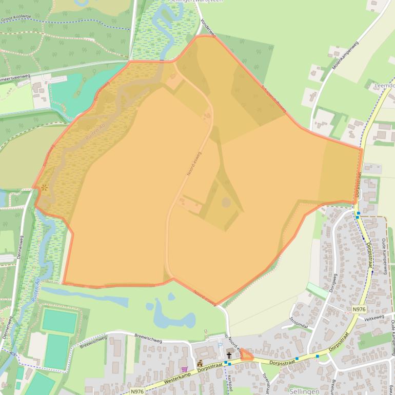 Kaart van postcodegebied 9551BA.