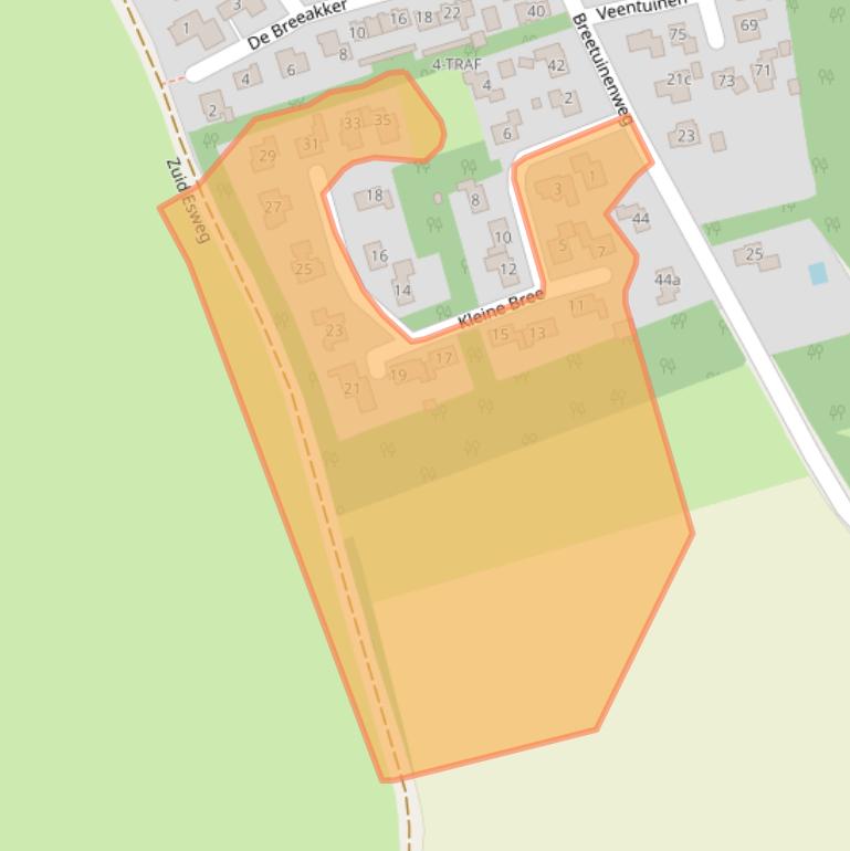 Kaart van postcodegebied 9551BW.