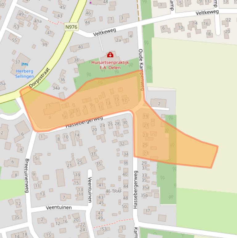 Kaart van postcodegebied 9551CA.