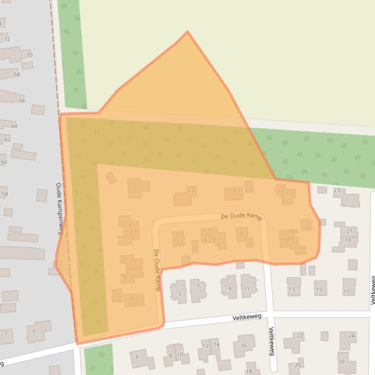 Kaart van postcodegebied 9551CJ.