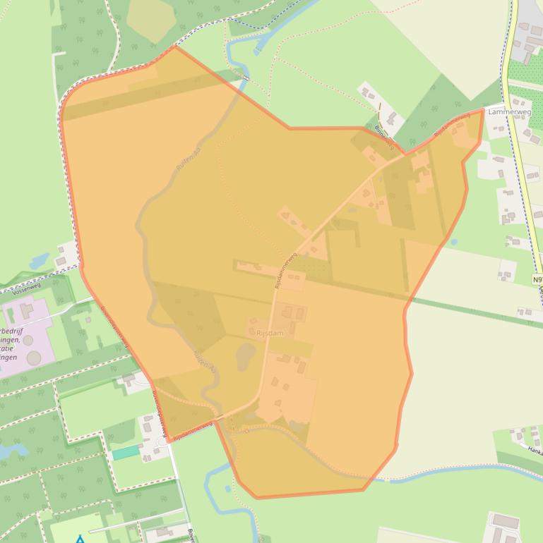 Kaart van postcodegebied 9551TD.