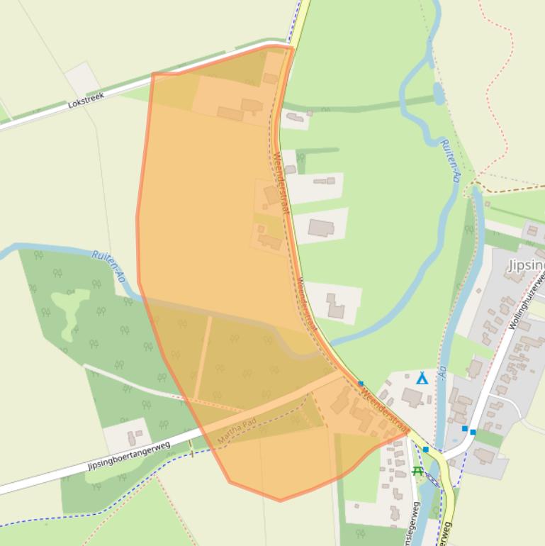 Kaart van postcodegebied 9551TJ.