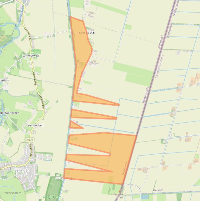 Kaart van postcodegebied 9551TX.
