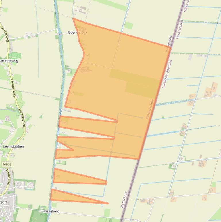 Kaart van postcodegebied 9551TZ.