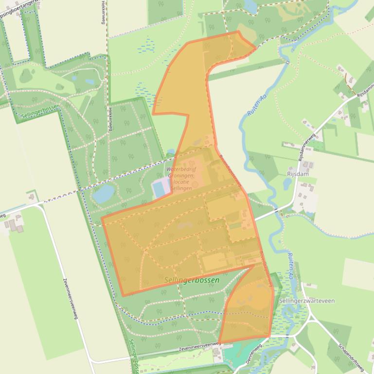 Kaart van postcodegebied 9551VW.
