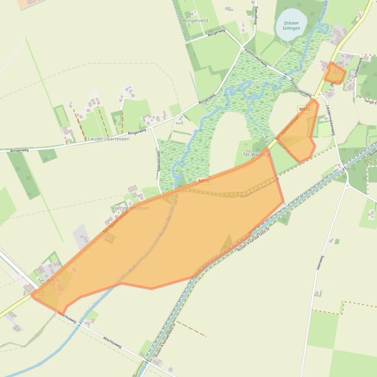 Kaart van postcodegebied 9551XJ.