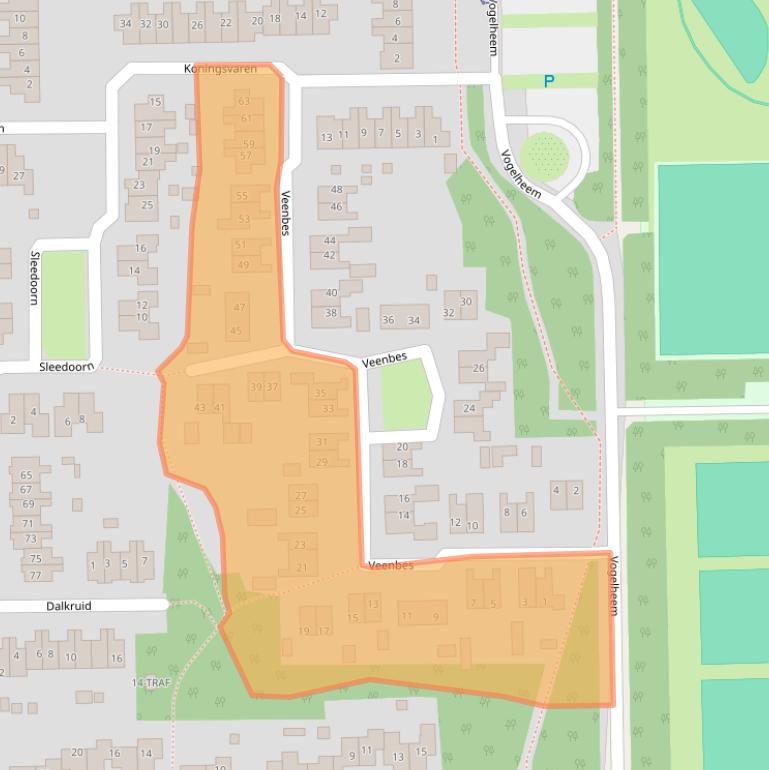 Kaart van postcodegebied 9561DH.