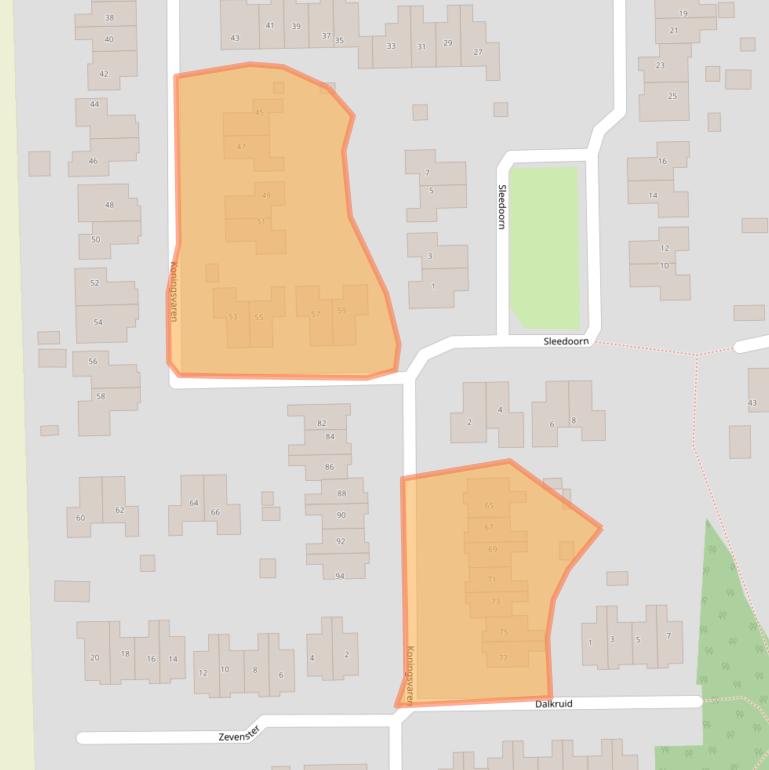 Kaart van postcodegebied 9561DM.