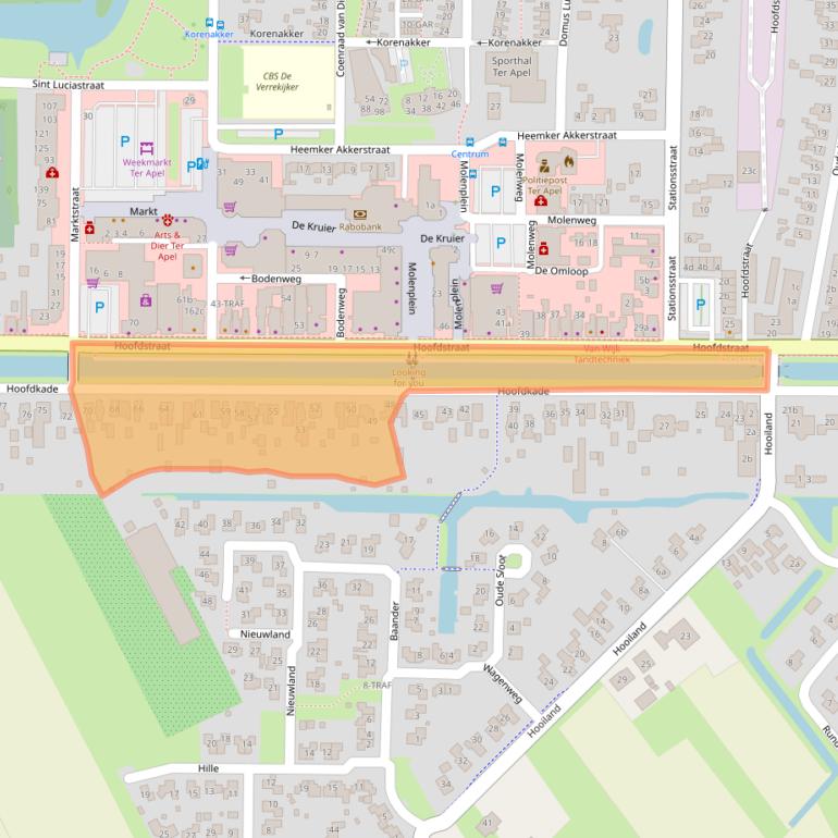 Kaart van postcodegebied 9561JJ.