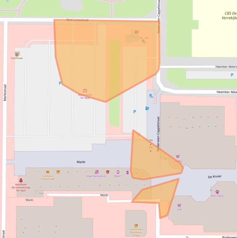 Kaart van postcodegebied 9561KB.