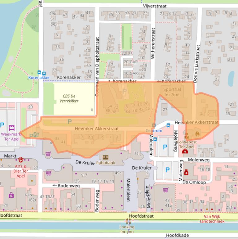 Kaart van postcodegebied 9561KD.