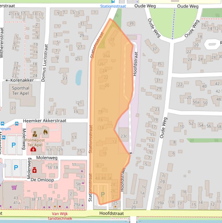 Kaart van postcodegebied 9561KH.