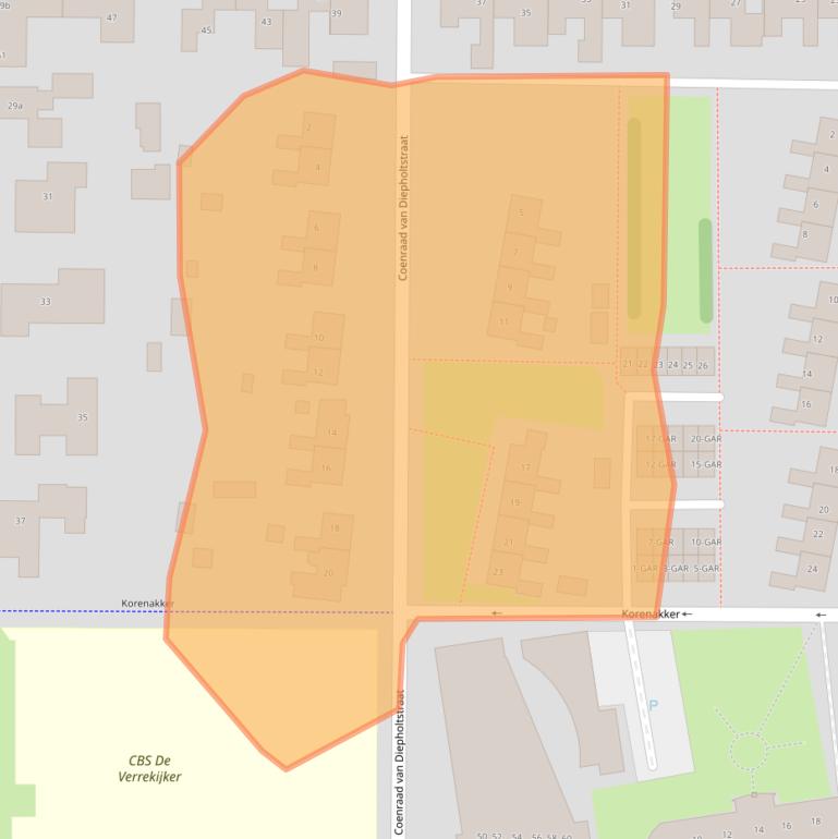 Kaart van postcodegebied 9561KL.