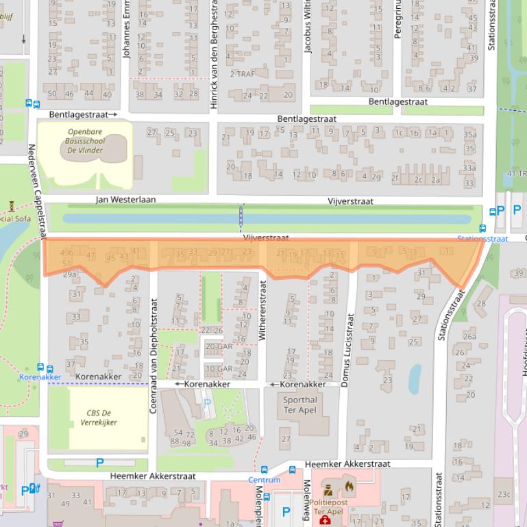 Kaart van postcodegebied 9561KP.