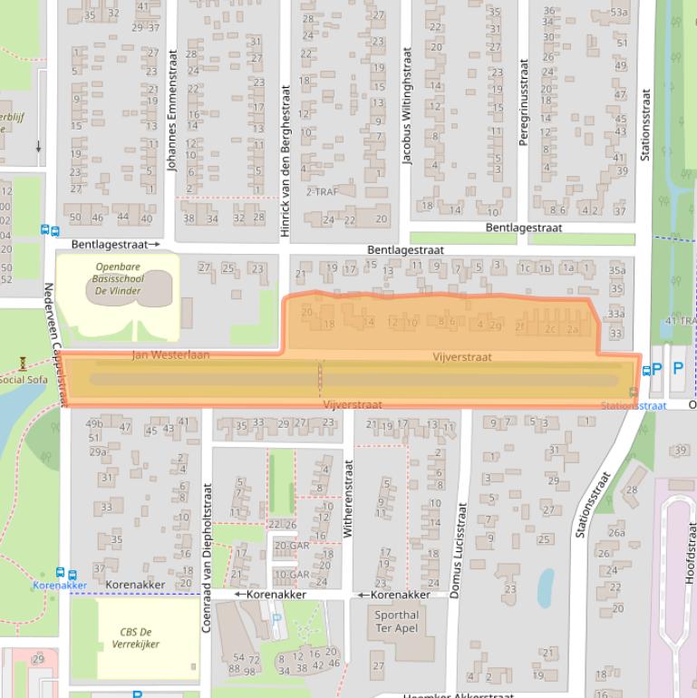 Kaart van postcodegebied 9561KR.