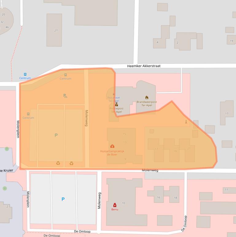 Kaart van postcodegebied 9561KT.