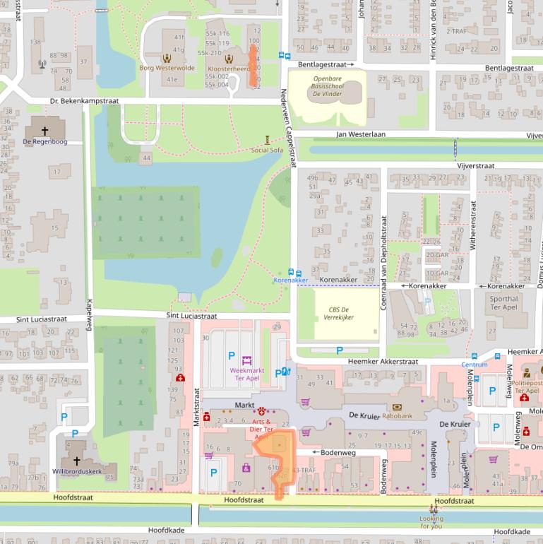 Kaart van postcodegebied 9561KW.