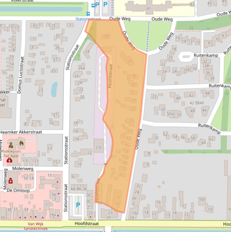 Kaart van postcodegebied 9561LA.