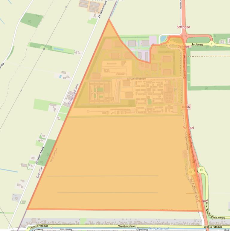 Kaart van postcodegebied 9561MC.