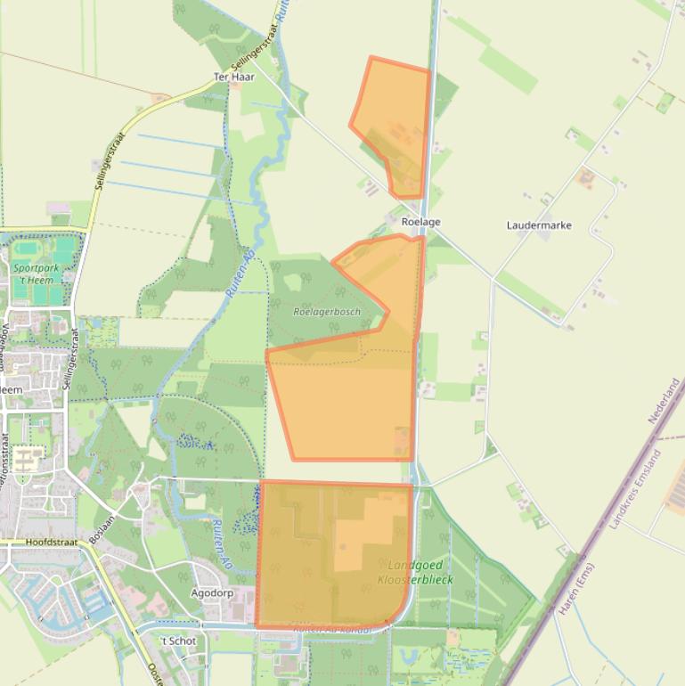Kaart van postcodegebied 9561TP.